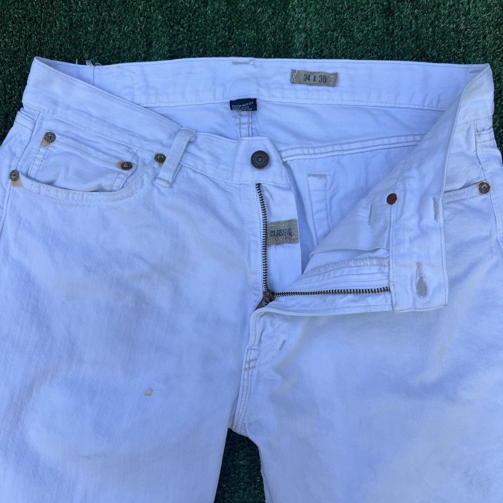 Vintage Polo Ralph Lauren Jeans Mens 34x26 White Straight Leg Preppy Y2K 90s